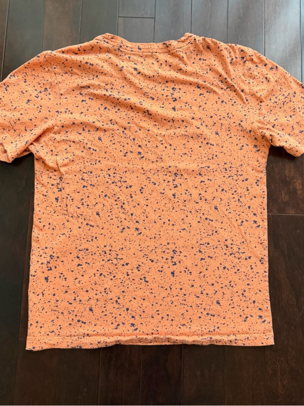 Nike Men's T-Shirt Size XS Orange Splatter Swoosh Logo Short Sleeve Crew Neck - Picture 4 of 6